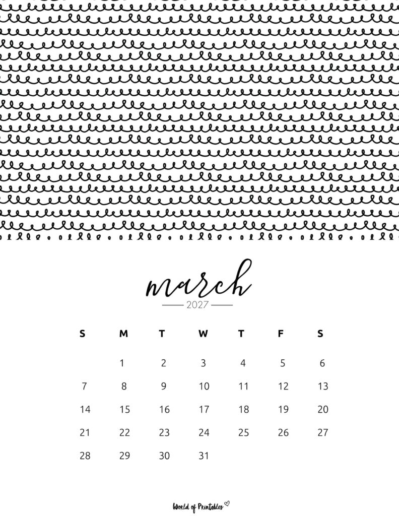 Printable March 2027 Calendar Design 61