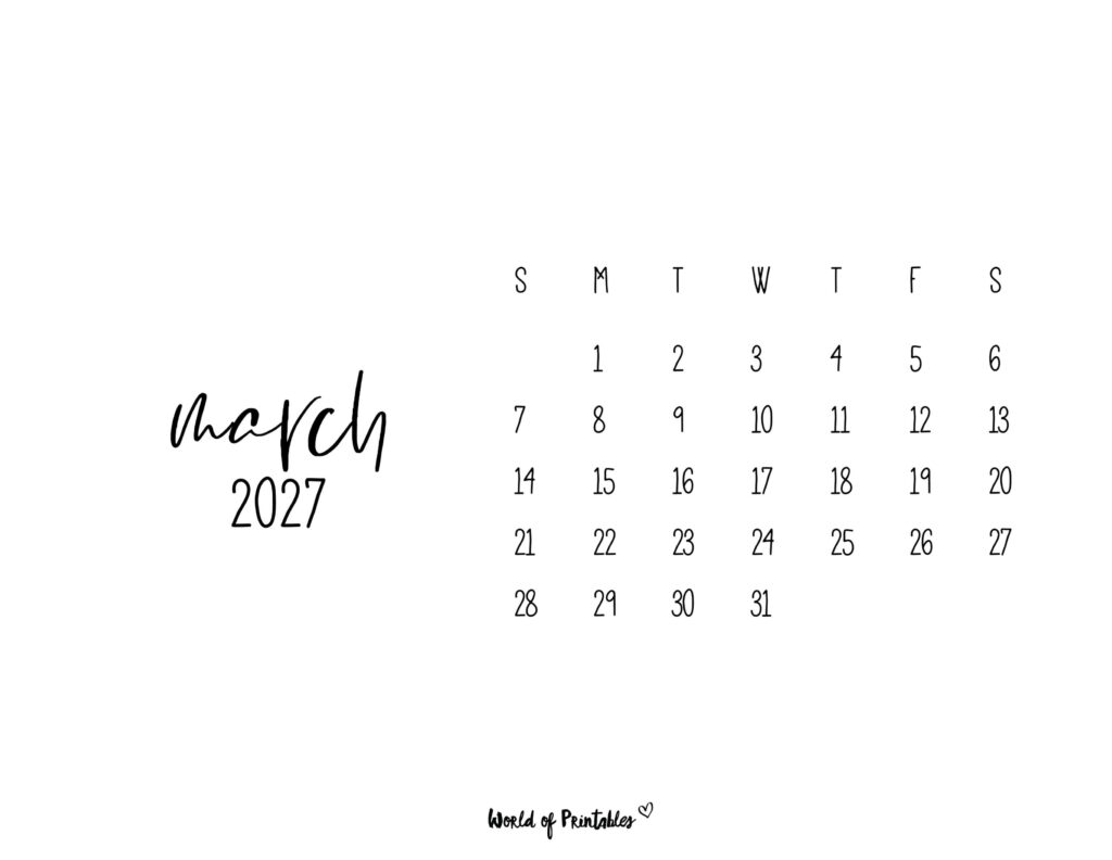 Printable March 2027 Calendar Design 63 alt