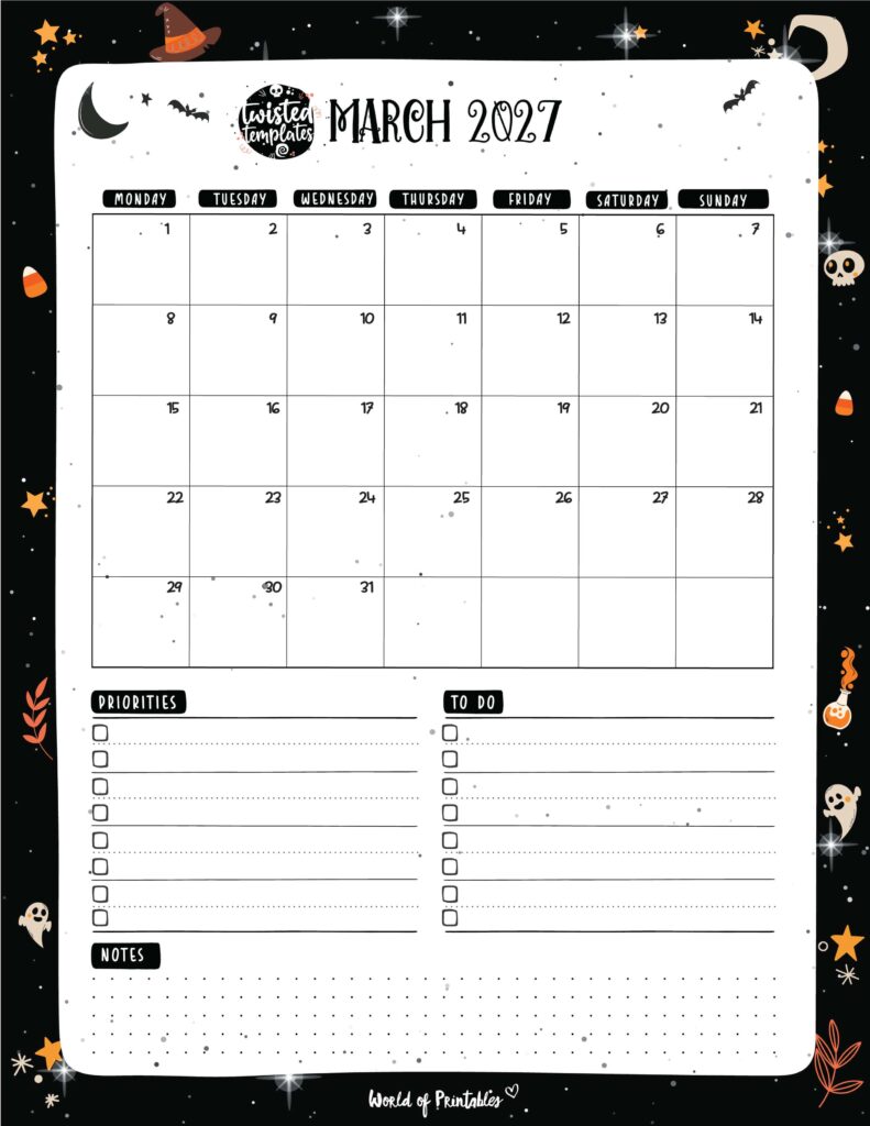 Printable March 2027 Calendar Design 87