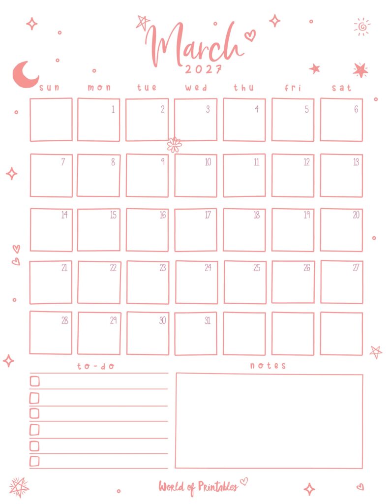 Printable March 2027 Calendar Design 97