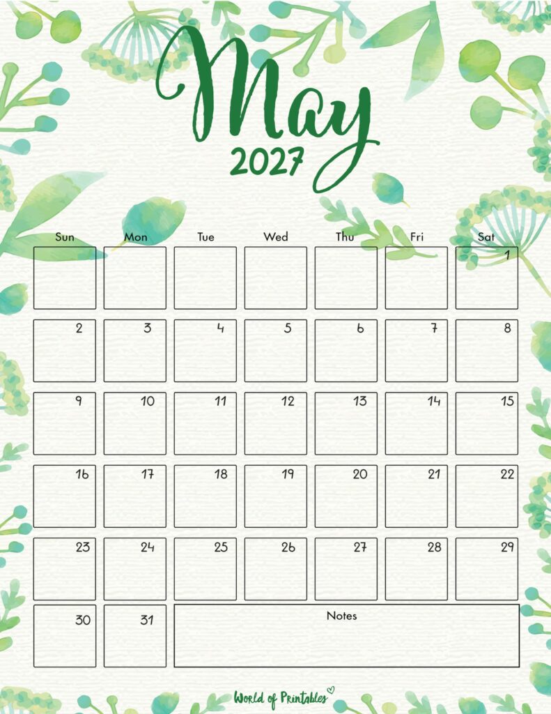Printable May 2027 Calendar Design 100