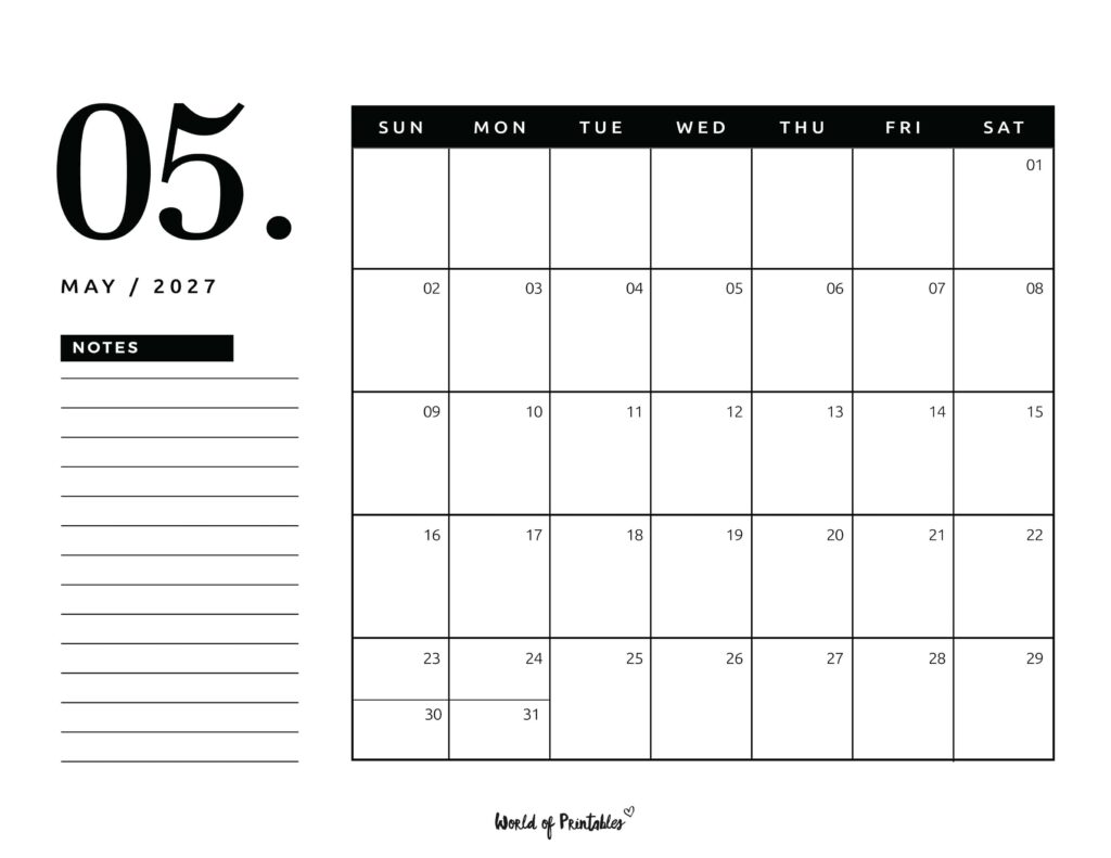 Printable May 2027 Calendar Design 105