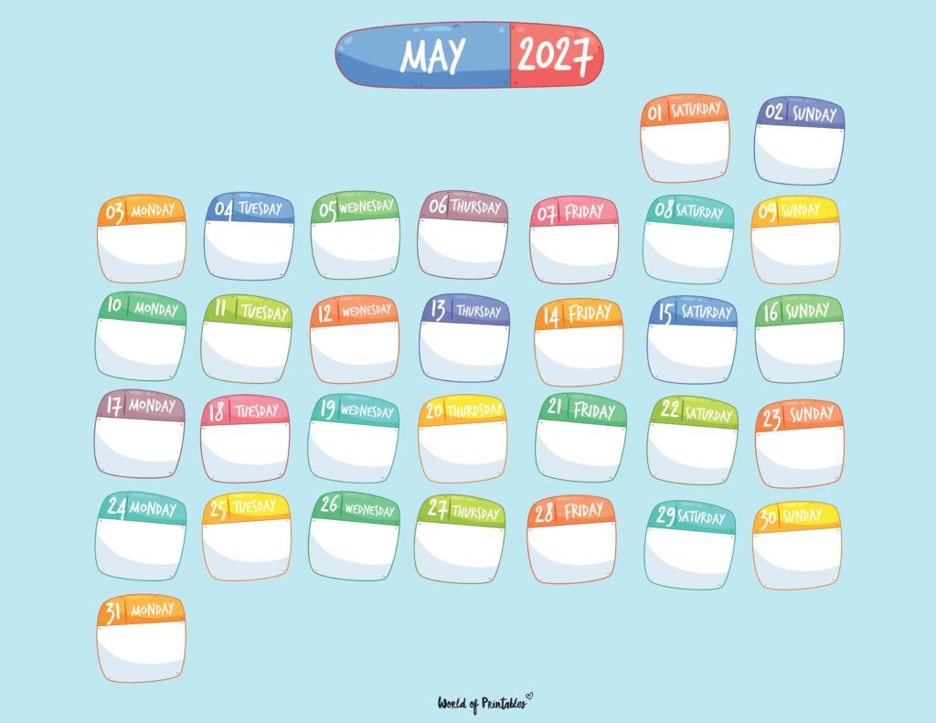 Printable May 2027 Calendar Design 109