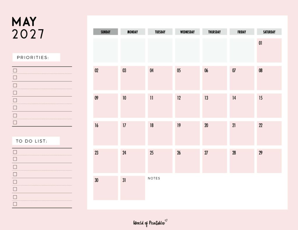 Printable May 2027 Calendar Design 111