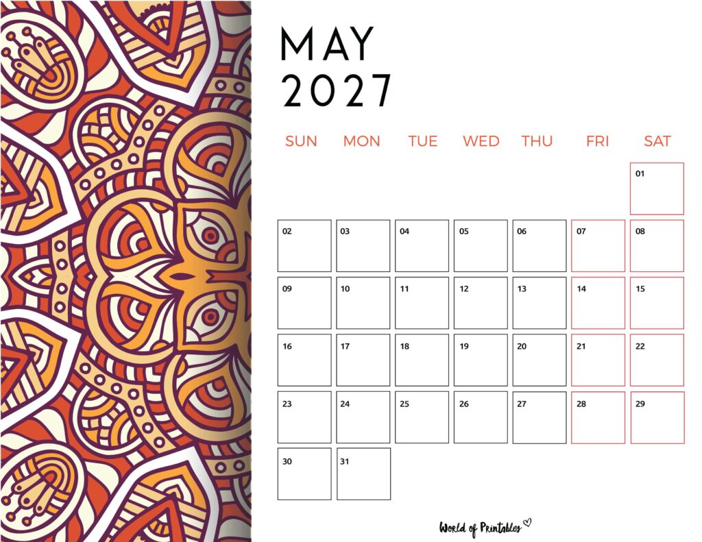 Printable May 2027 Calendar Design 116