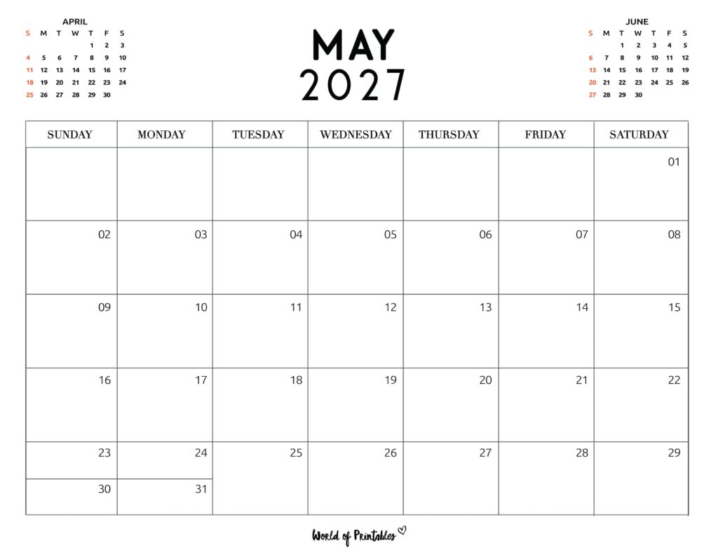 Printable May 2027 Calendar Design 117