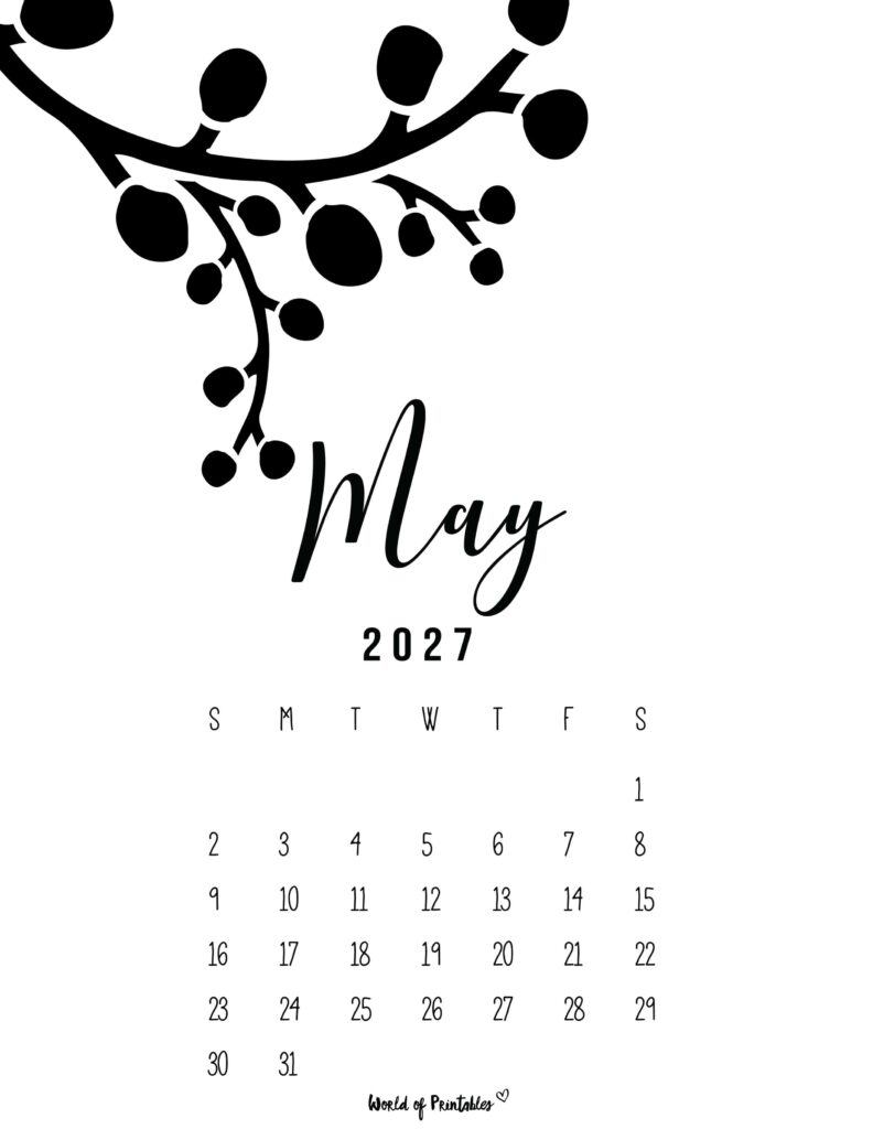 Printable May 2027 Calendar Design 12