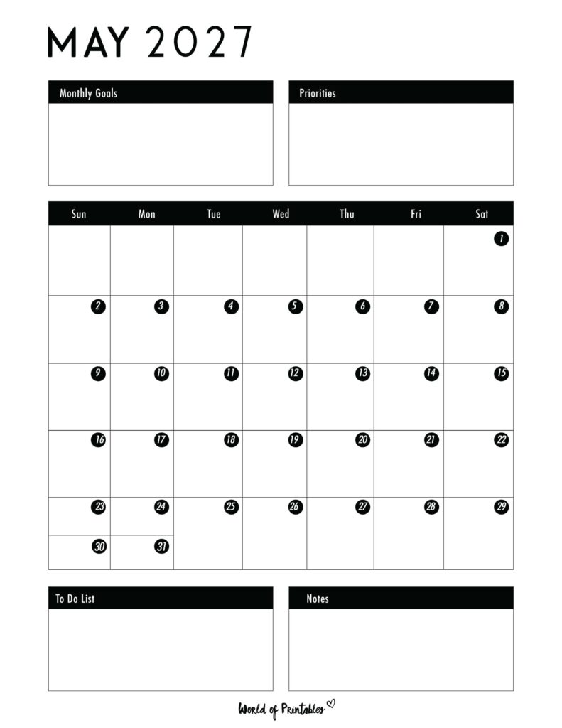 Printable May 2027 Calendar Design 124