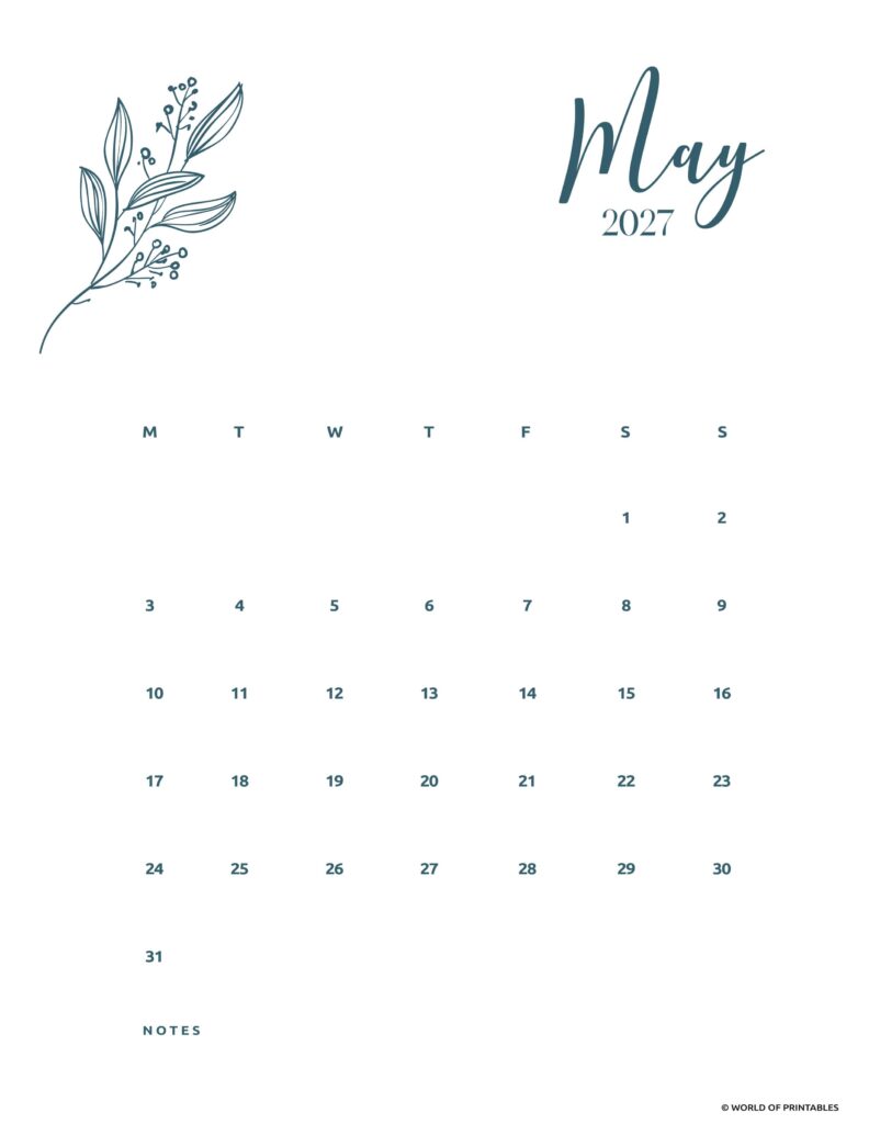Printable May 2027 Calendar Design 15