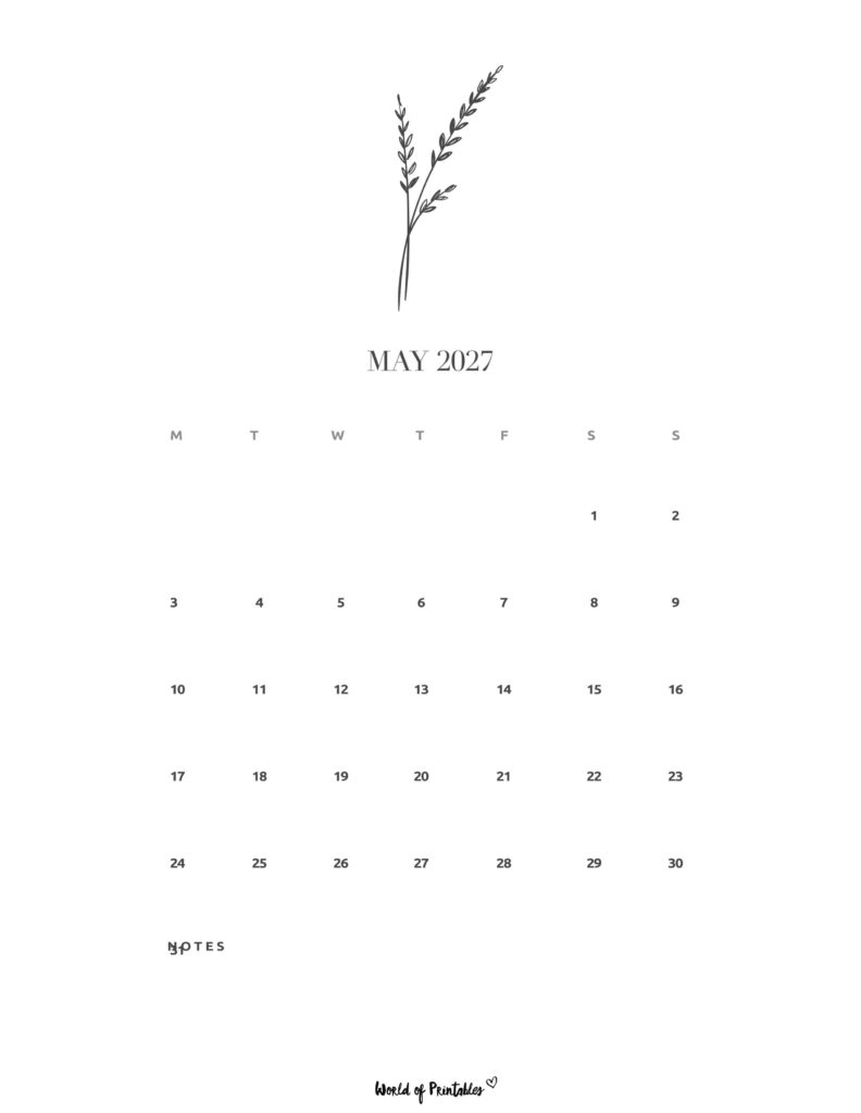 Printable May 2027 Calendar Design 16