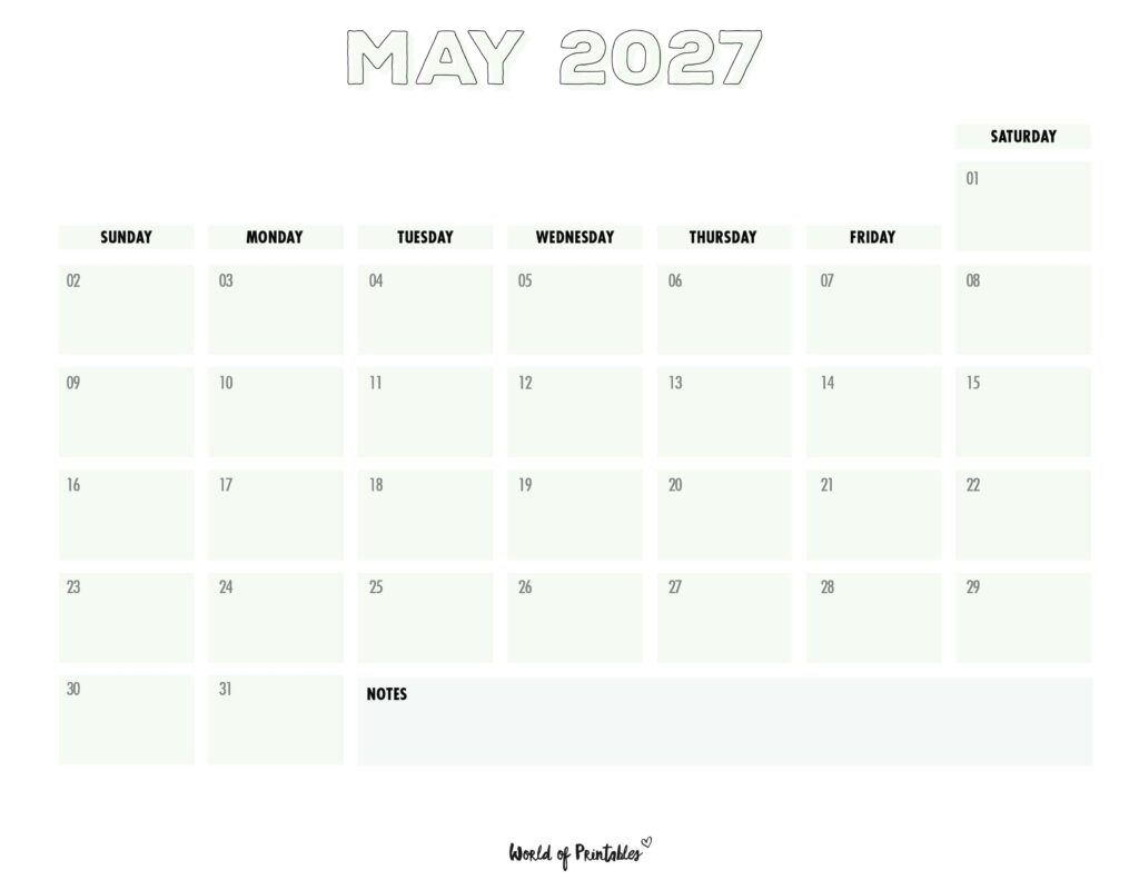 Printable May 2027 Calendar Design 203
