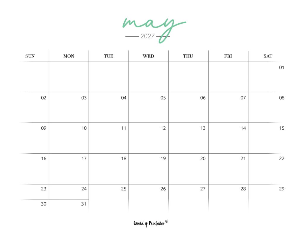 Printable May 2027 Calendar Design 206