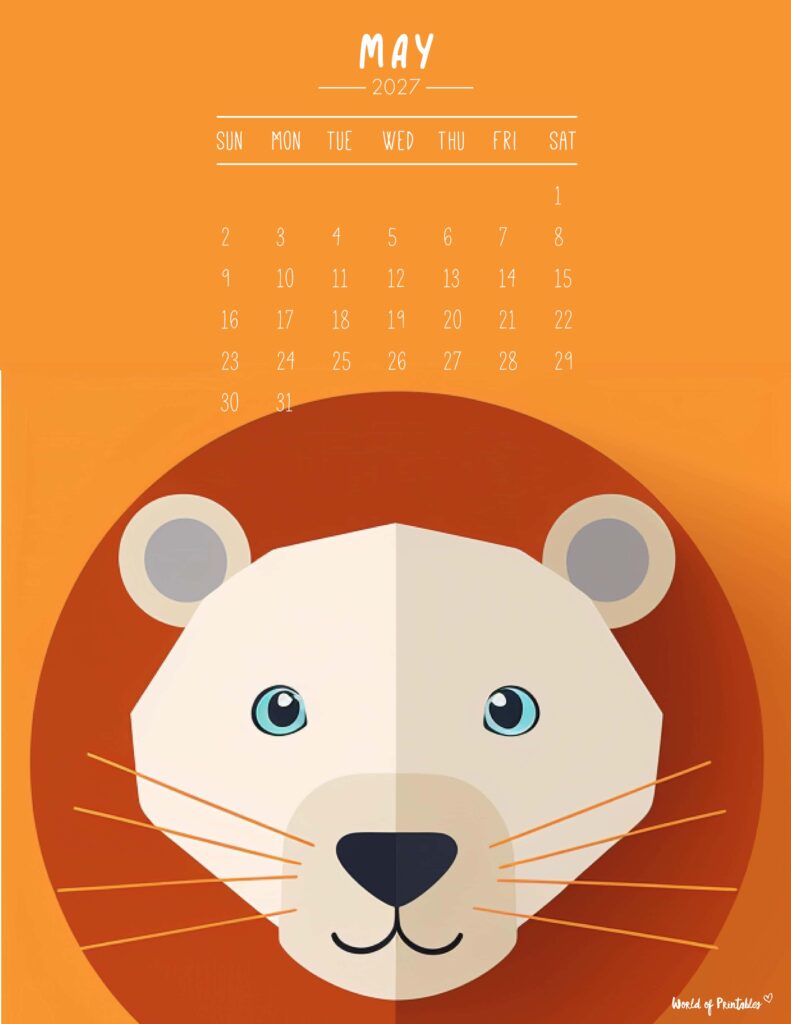 Printable May 2027 Calendar Design 251 - Sunday