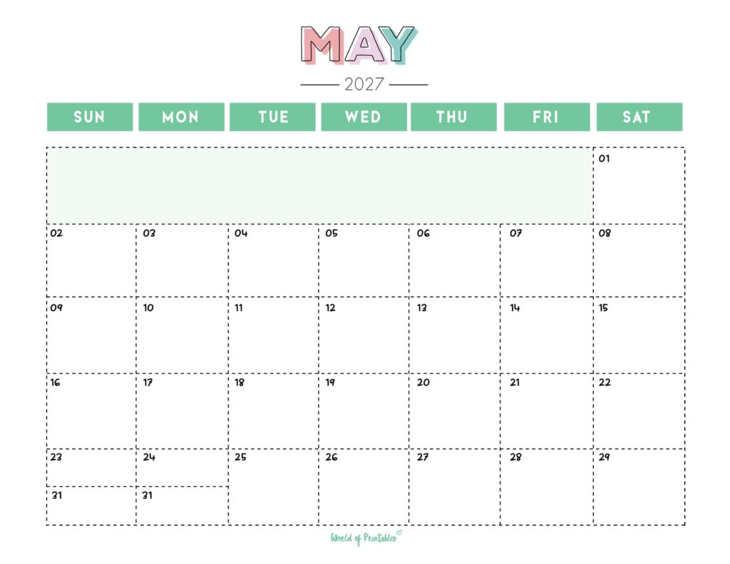 Printable May 2027 Calendar Design 252
