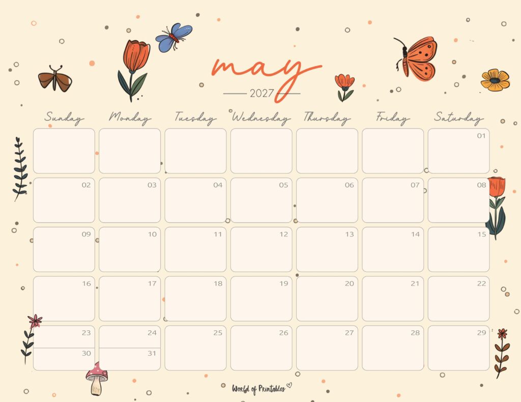 Printable May 2027 Calendar Design 253