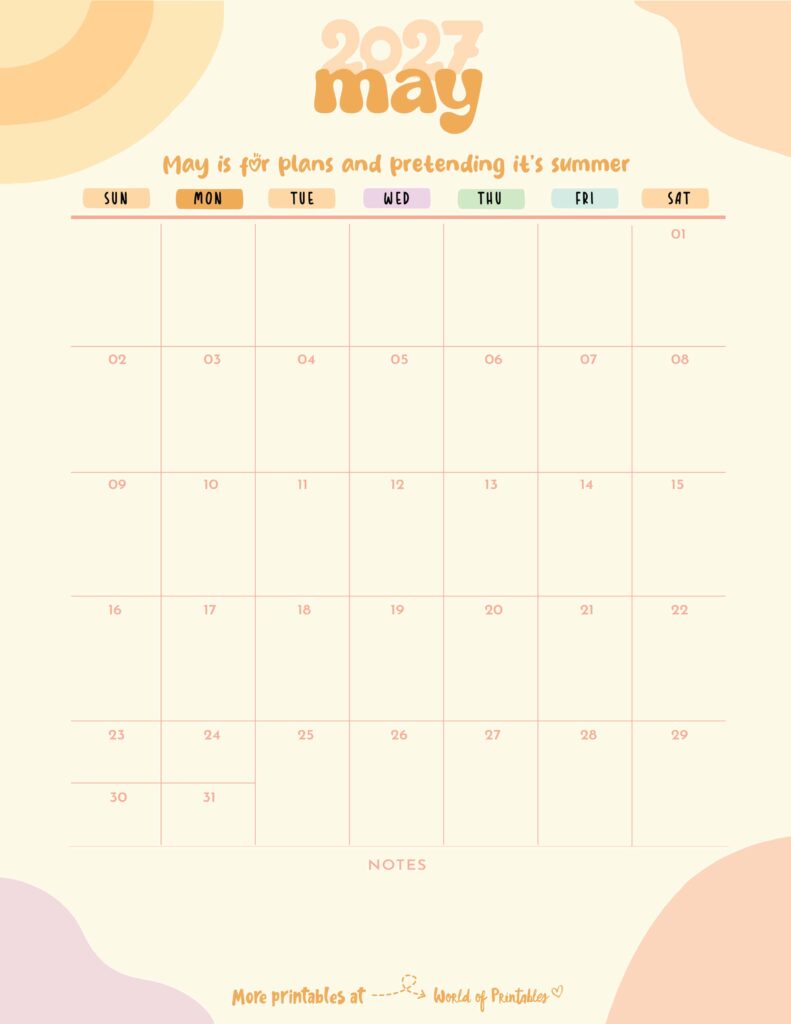 Printable May 2027 Calendar Design 300
