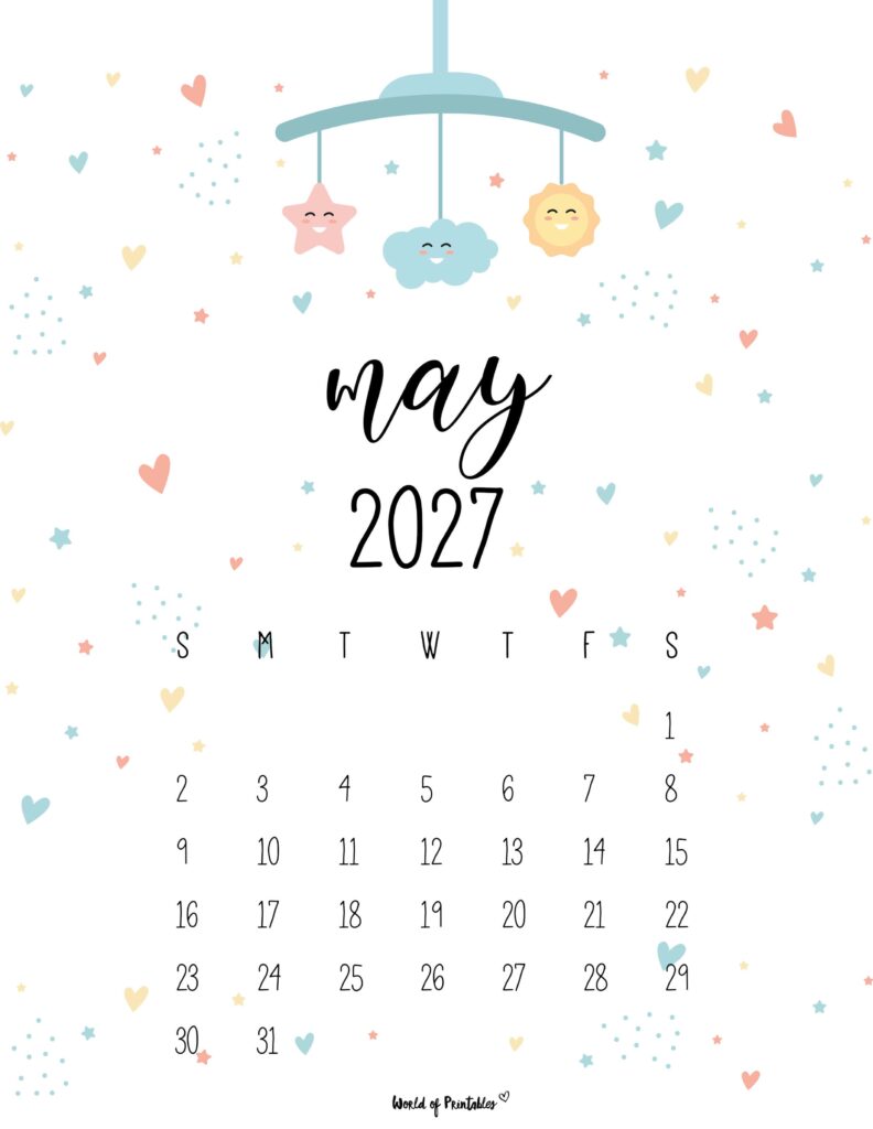 Printable May 2027 Calendar Design 31