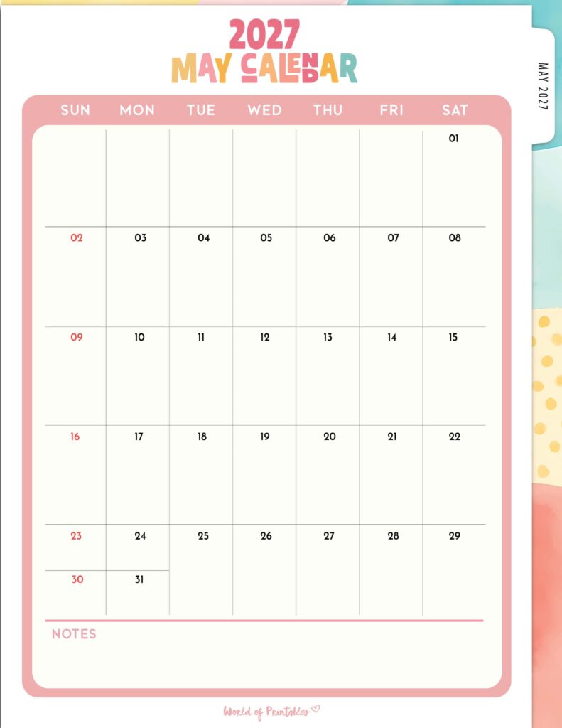 Printable May 2027 Calendar Design 311