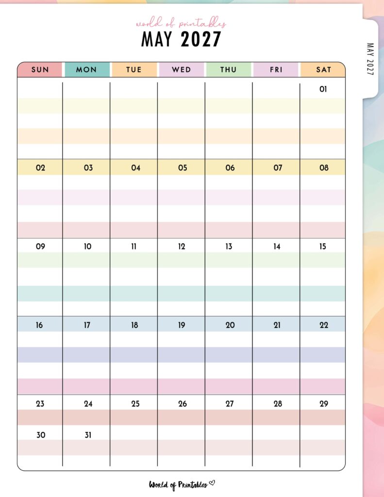 Printable May 2027 Calendar Design 314