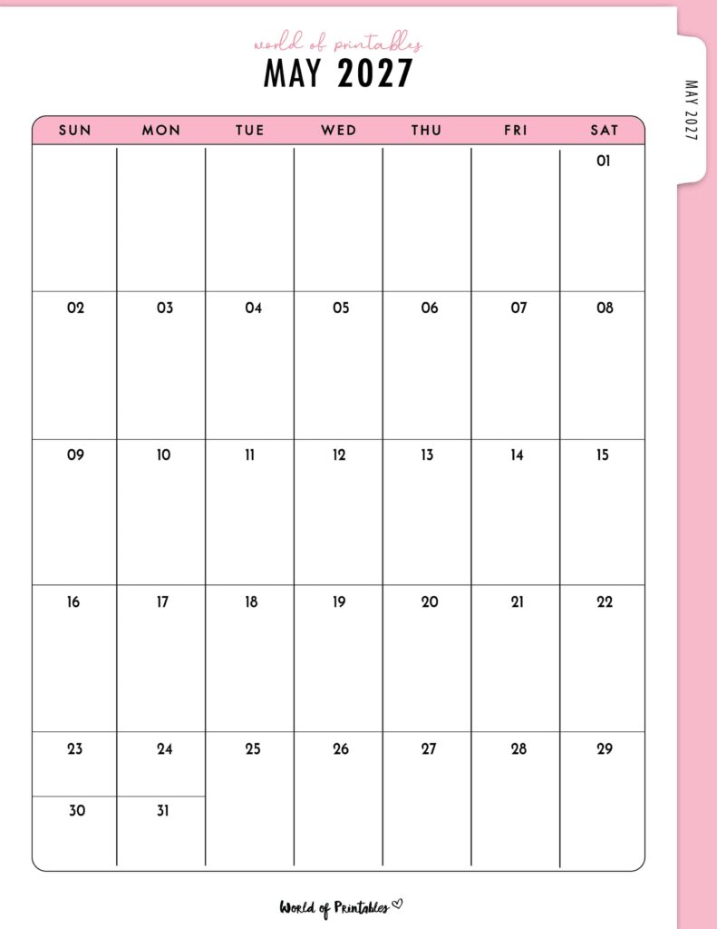 Printable May 2027 Calendar Design 316