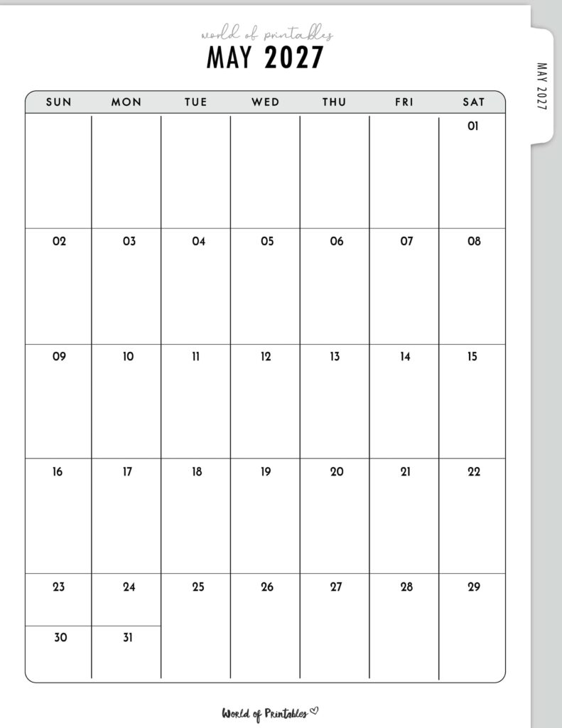 Printable May 2027 Calendar Design 317