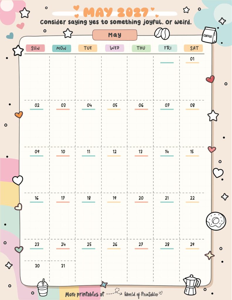 Printable May 2027 Calendar Design 323