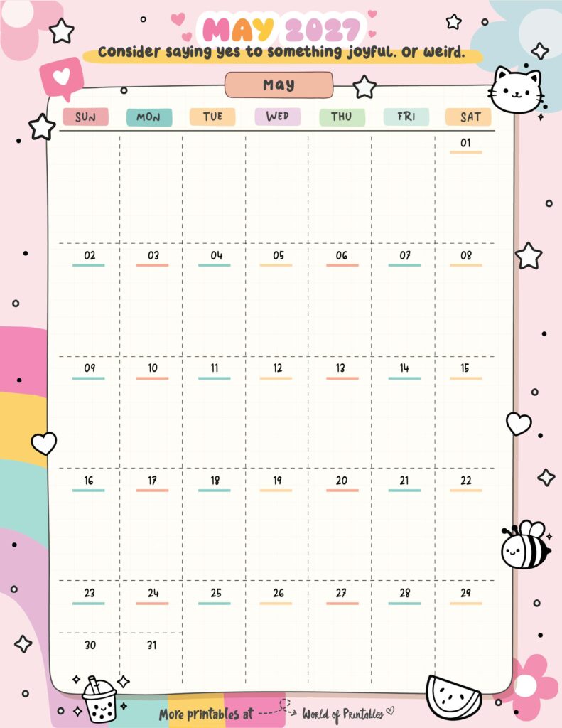 Printable May 2027 Calendar Design 324