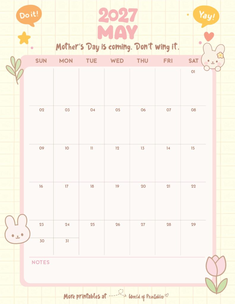 Printable May 2027 Calendar Design 326