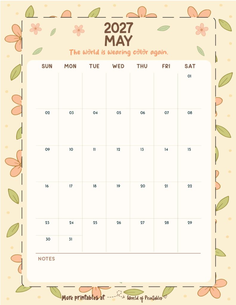 Printable May 2027 Calendar Design 327