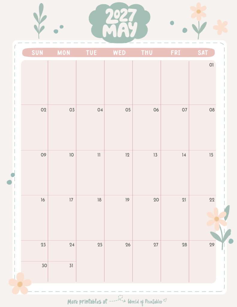 Printable May 2027 Calendar Design 332
