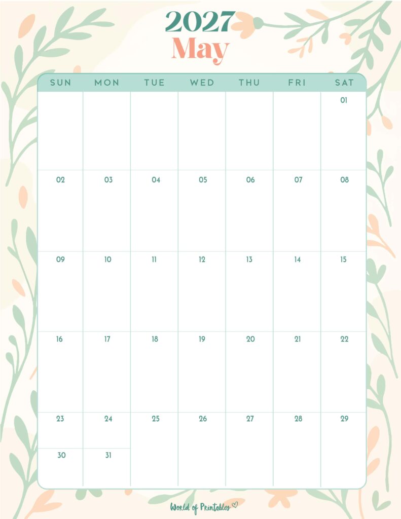 Printable May 2027 Calendar Design 334
