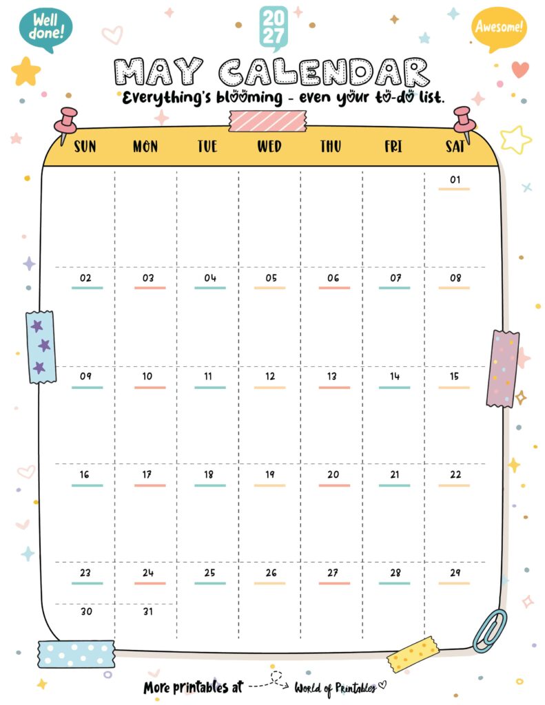 Printable May 2027 Calendar Design 335