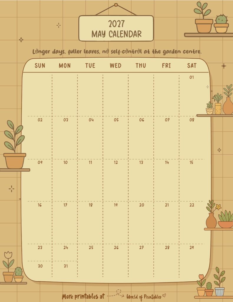 Printable May 2027 Calendar Design 336