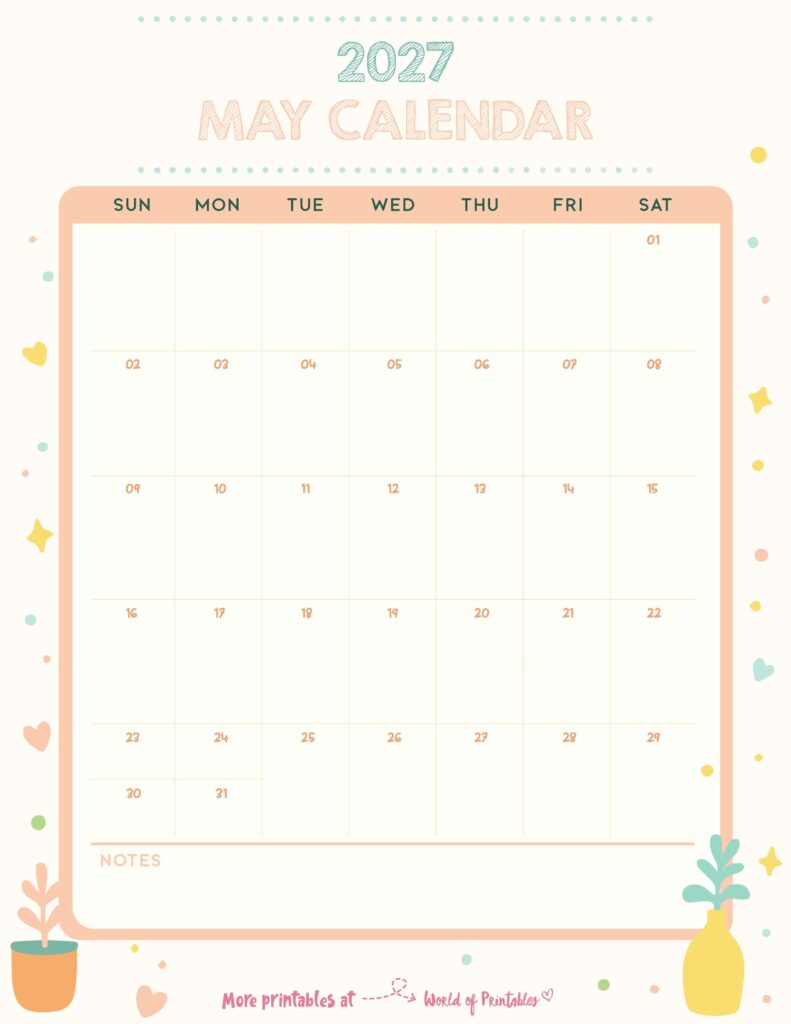Printable May 2027 Calendar Design 338