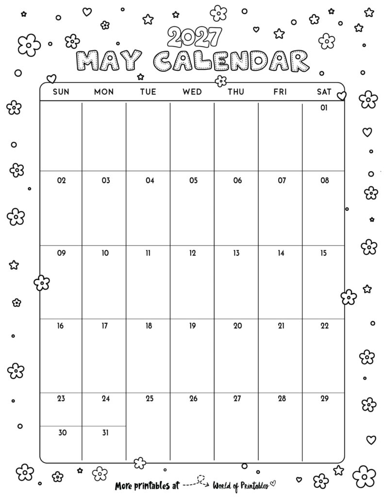Printable May 2027 Calendar Design 342