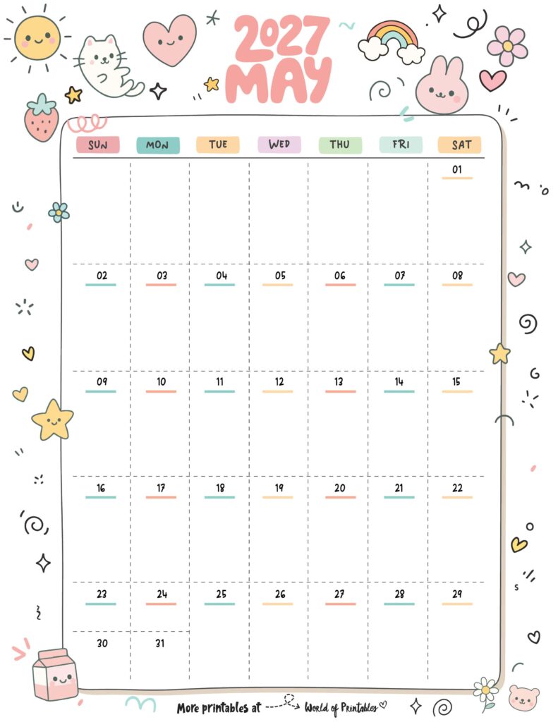 Printable May 2027 Calendar Design 353