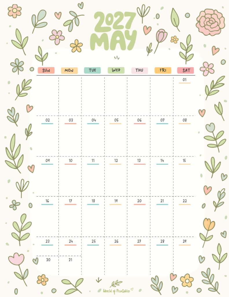 Printable May 2027 Calendar Design 357