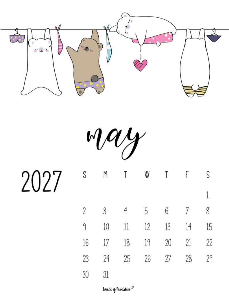 Printable May 2027 Calendar Design 39