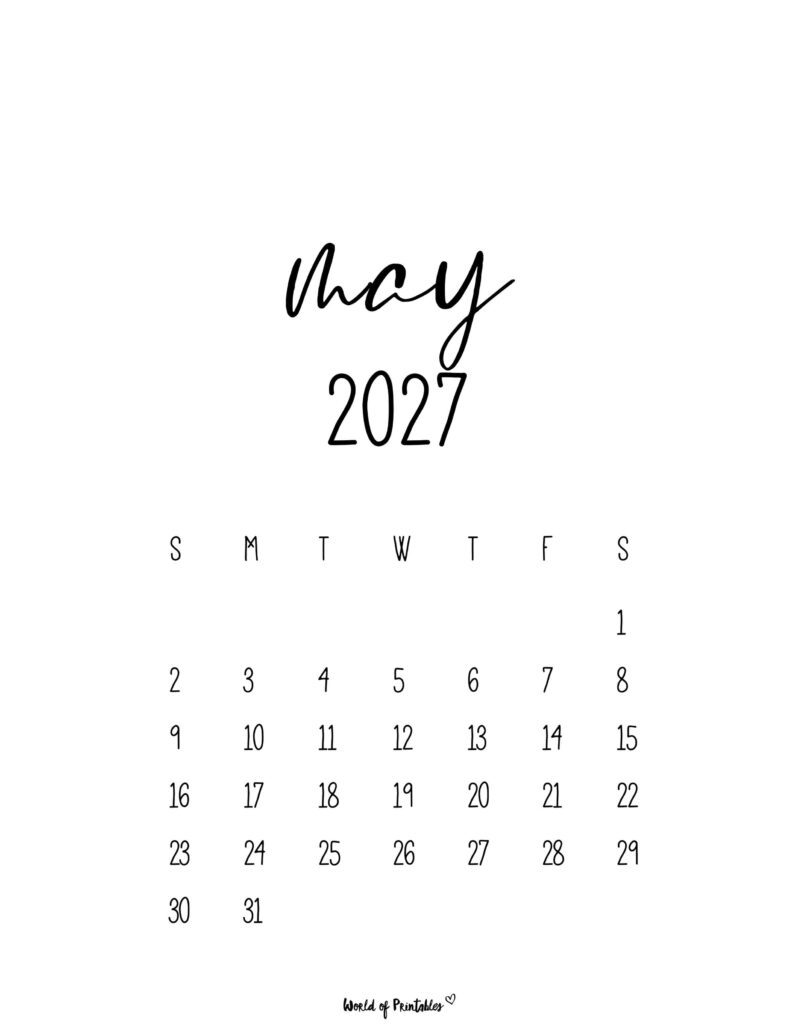 Printable May 2027 Calendar Design 63