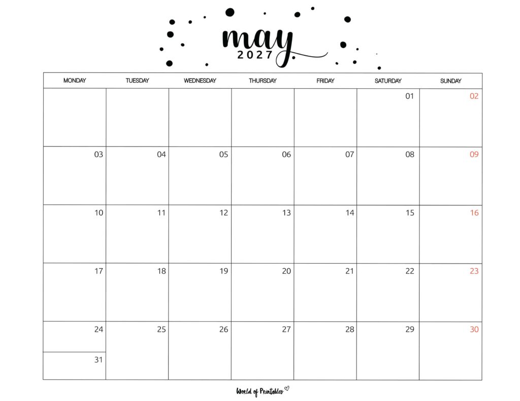 Printable May 2027 Calendar Design 67
