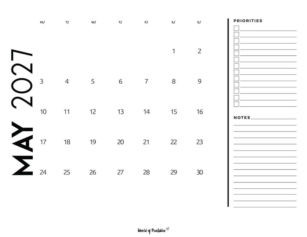 Printable May 2027 Calendar Design 68