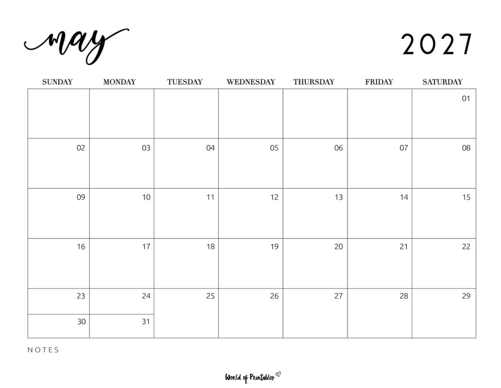 Printable May 2027 Calendar Design 7