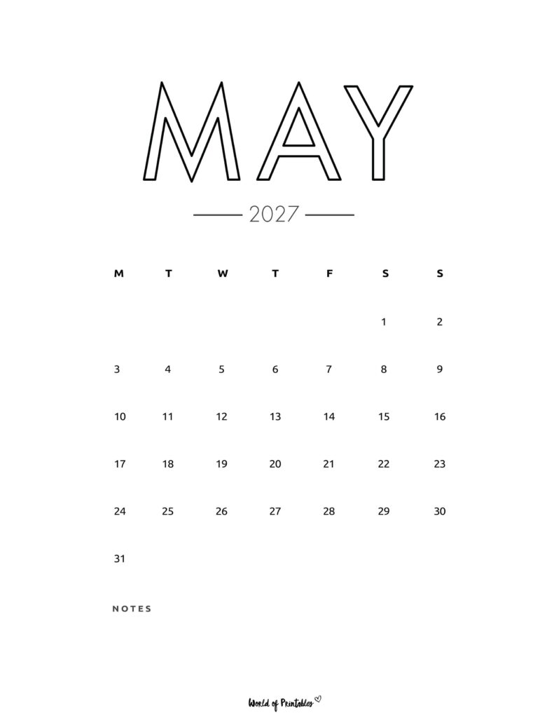 Printable May 2027 Calendar Design 70