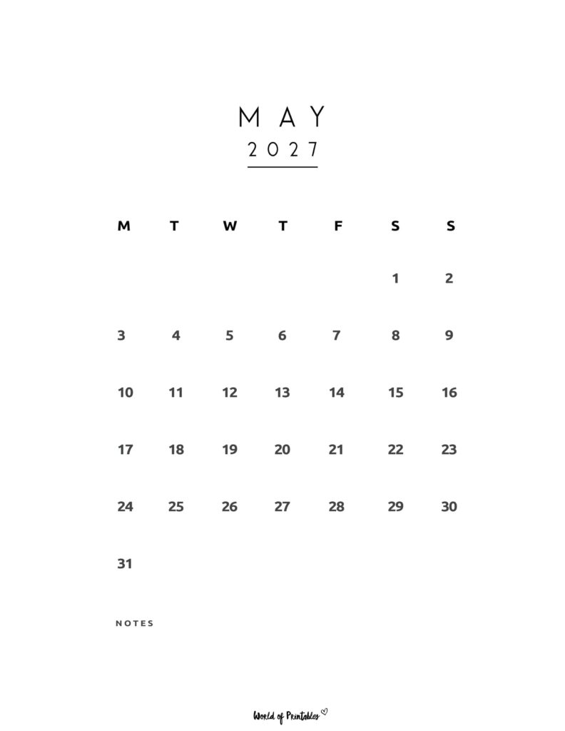 Printable May 2027 Calendar Design 74