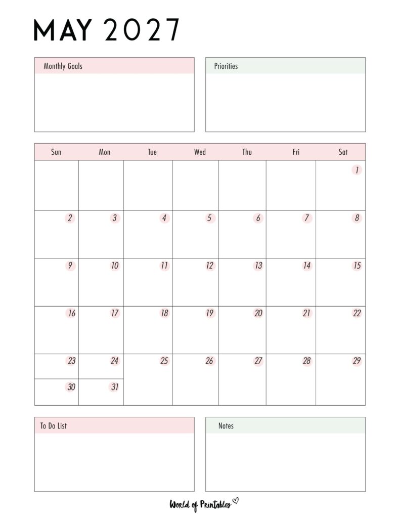Printable May 2027 Calendar Design 86