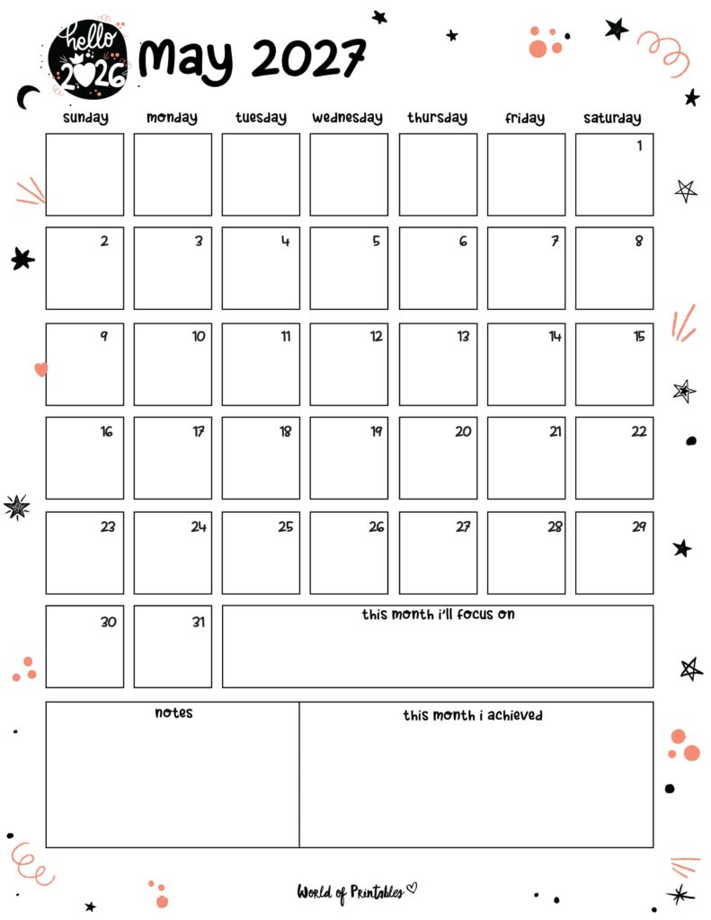Printable May 2027 Calendar Design 88