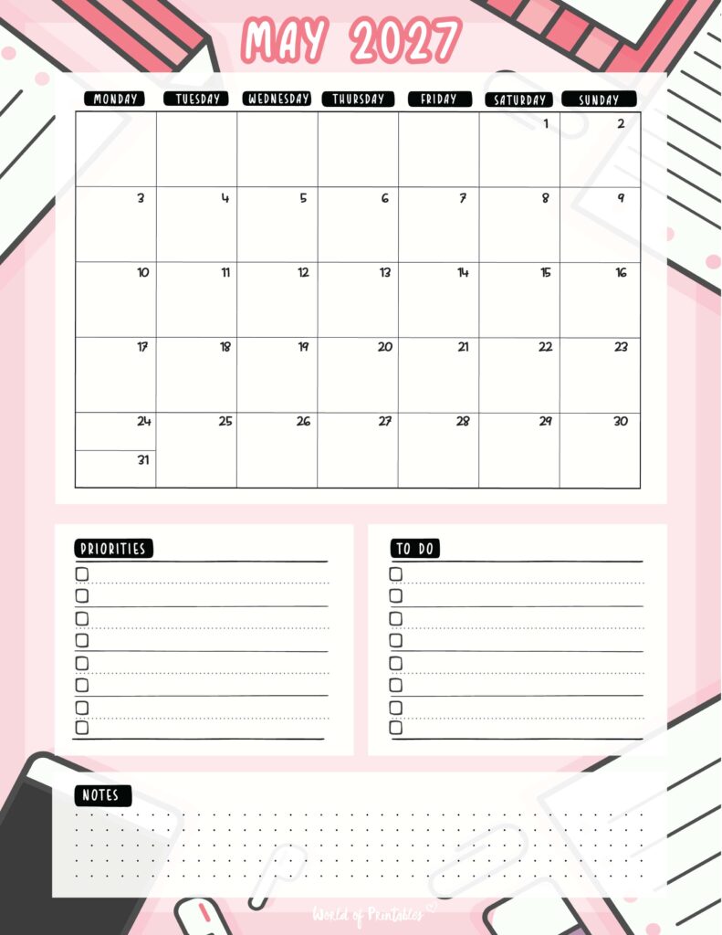 Printable May 2027 Calendar Design 94