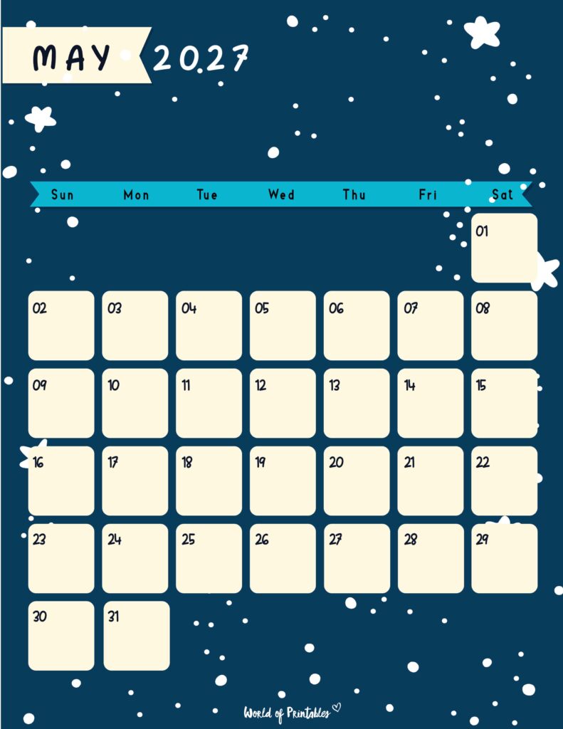 Printable May 2027 Calendar Design 95