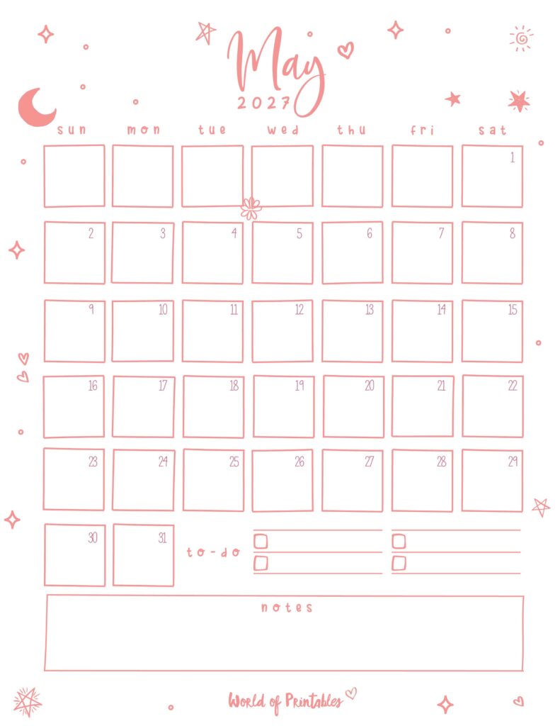 Printable May 2027 Calendar Design 97
