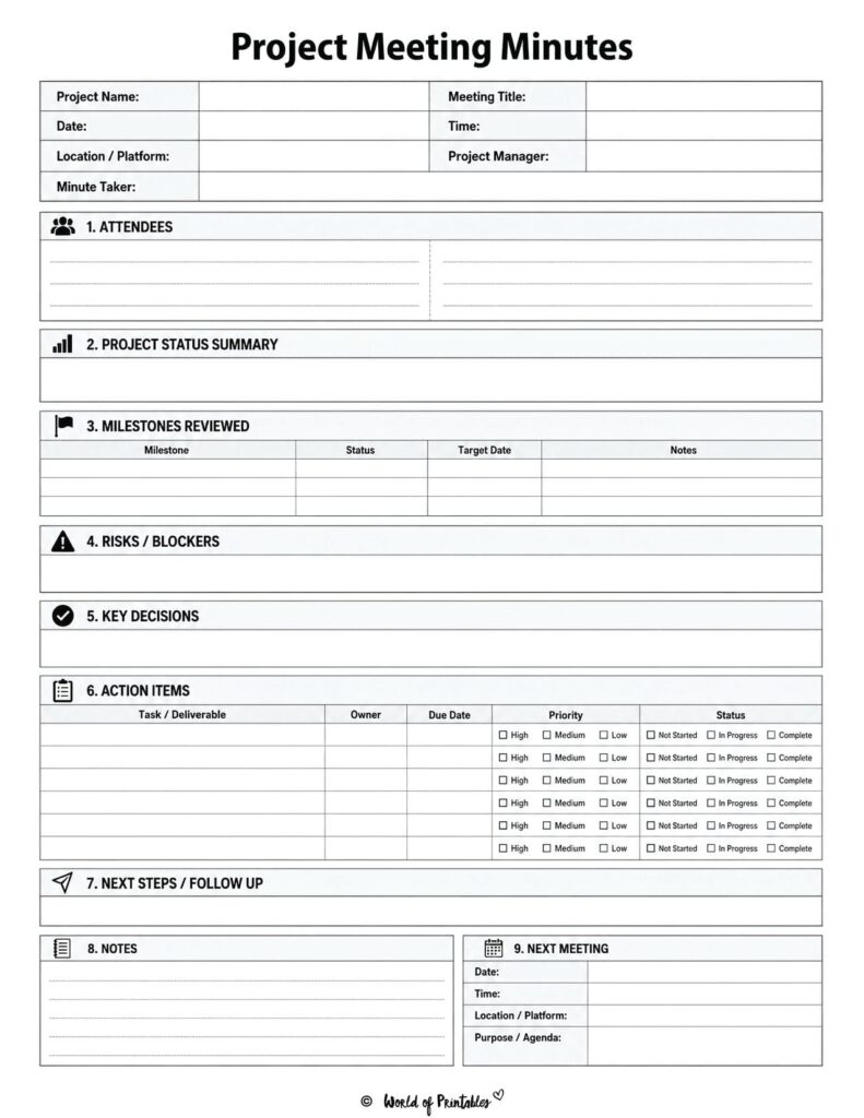 Project Meeting Minutes Template